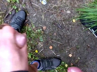 Wanking in the Woods: Old and Young Handjob Adventure