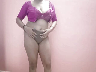 Indian MILF Pallavi in Bra- Masturbating Alone with Big Natural Tits & Dirty Talk Homemade