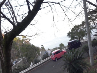 Recorded movie taken outdoors with a married damsel from the daytime