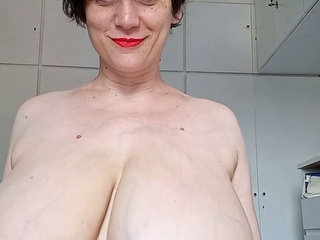 Busty brunette with big boobs rides cock