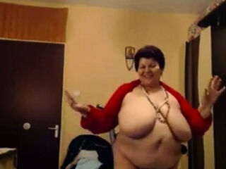 Huge-boobed plumper grannie Dances on cam