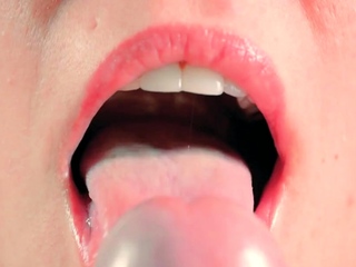 Close-up Tongue Teasing Blowjob by Blonde Amateur Milf