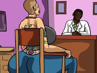 Shaved-off dyke is getting the visit from a medic big black cock deep into her sensuous assets