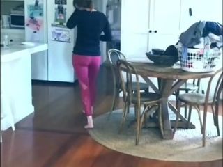 My PE instructor wifey in various pinkish leggings/yoga trousers.