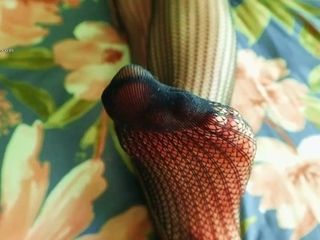 'Fishnet stocking up close, detailed point of view, plumb me with your eyes fetish'