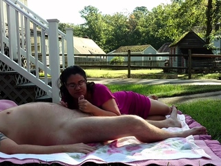 Passionate outdoor sex with orgasming amateur MILF