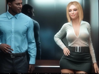 Blonde Secretary Wife Trapped in an Elevator with BBC co-wor