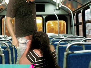 I touch the cock of a guy and he stops and fucks me on a bus what a big cock