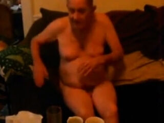 Old Grandpas Enjoying Intimate Blowjob and Handjob on Couch