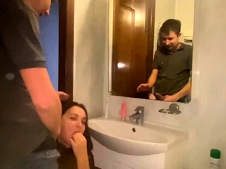 Fucked Friend's Big-Tit Girl in Bathroom Before Work