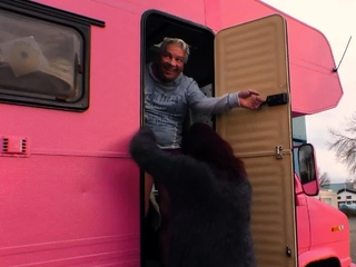German first-timer dark-haired cougar pummel in van with elder stud