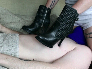 Nipple Destroy with High Heels and Hand. Facesitting Amateur