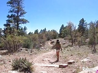 Outdoors bi-atch with monstrous all-natural fun bags bj's, bangs and takes facial cumshot