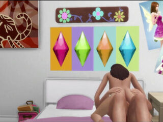 The Blissful Simmers_Stepdad wakes teen stepdaughter up to help him cum