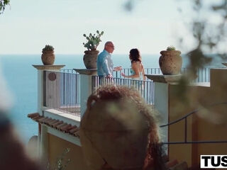 Crazy anal fuck with an older guy in front of some perfect views
