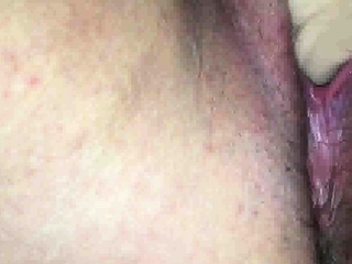 Creamy mature cunt devours sex toy