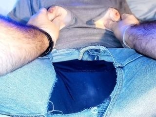 'Cutting fuck holes in trussed FTM's Clothes'