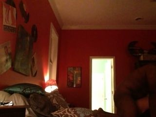 My ebony buddy stuffs his big ebony cock into his lusty girlbuddy's vulva missionary