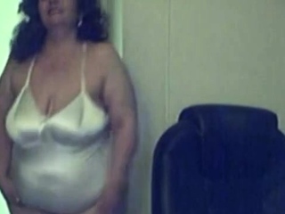 Plus-size grandma in gorgeous satin assets